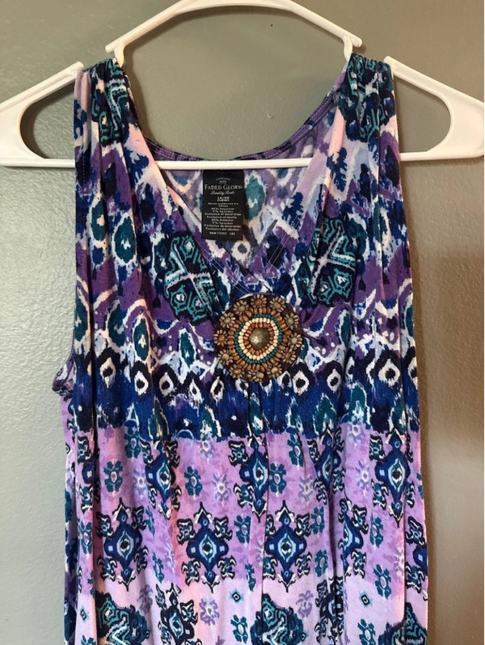 Faded Glory maxi Dress Beaded Southwestern Long Purple